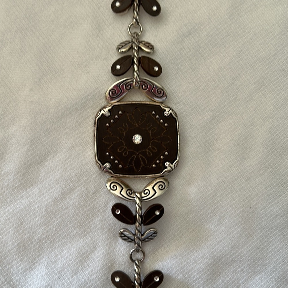 BRIGHTON RARE Wood & Silver Tone Bracelet